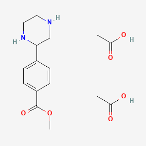 molecular formula C16H24N2O6 B12328224 Methyl 4-(piperazin-2-YL)benzoate diacetate 