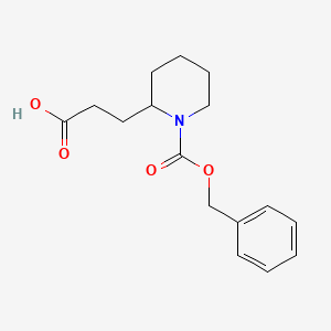 molecular formula C16H21NO4 B12328331 3-(1-((Benzyloxy)carbonyl)piperidin-2-yl)propanoic acid 