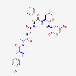 molecular formula C33H44N6O10 B12328335 L-Aspartic acid, L-tyrosyl-D-alanylglycyl-L-phenylalanyl-L-leucyl- 