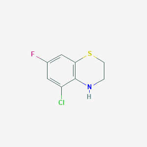 molecular formula C8H7ClFNS B12328347 5-chloro-7-fluoro-3,4-dihydro-2H-1,4-benzothiazine 