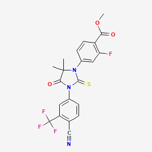 molecular formula C21H15F4N3O3S B12328403 Methyl 4-(3-(4-cyano-3-(trifluoromethyl)phenyl)-5,5-dimethyl-4-oxo-2-thioxoimidazolidin-1-yl)-2-fluorobenzoate 
