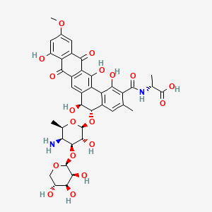(2R)-2-[[(5S,6S)-5-[(2S,3R,4S,5S,6R)-5-amino-3-hydroxy-6-methyl-4-[(2S,3S,4S,5R)-3,4,5-trihydroxytetrahydropyran-2-yl]oxy-tetrahydropyran-2-yl]oxy-1,6,9,14-tetrahydroxy-11-methoxy-3-methyl-8,13-dioxo-5,6-dihydrobenzo[a]tetracene-2-carbonyl]amino]propanoic acid