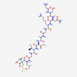 molecular formula C45H81N13O15S B12328435 Butanoic acid, glycyl-L-seryl-L-asparaginyl-L-lysylglycyl-L-alanyl-L-isoleucyl-L-isoleucylglycyl-L-leucyl-2-amino-4-(methylsulfinyl)-, (2S)-(9CI) 
