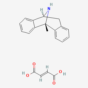 molecular formula C16H15N B1232855 (E)-but-2-enedioic acid;(1R,9S)-1-methyl-16-azatetracyclo[7.6.1.02,7.010,15]hexadeca-2,4,6,10,12,14-hexaene CAS No. 77086-19-2