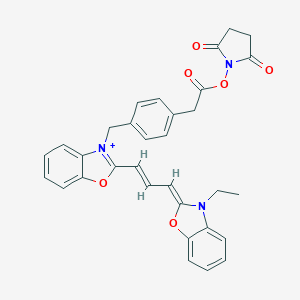 molecular formula C32H28N3O6+ B123286 (2,5-dioxopyrrolidin-1-yl) 2-[4-[[2-[(E,3Z)-3-(3-ethyl-1,3-benzoxazol-2-ylidene)prop-1-enyl]-1,3-benzoxazol-3-ium-3-yl]methyl]phenyl]acetate CAS No. 350686-86-1