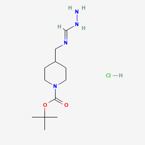 molecular formula C12H25ClN4O2 B12328666 tert-butyl 4-[(hydrazinylmethylideneamino)methyl]piperidine-1-carboxylate;hydrochloride 