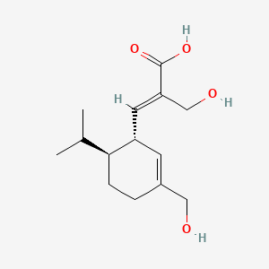 molecular formula C14H22O4 B1232868 (E)-2-(hydroxymethyl)-3-[(1S,6S)-3-(hydroxymethyl)-6-propan-2-ylcyclohex-2-en-1-yl]prop-2-enoic acid CAS No. 82425-48-7
