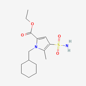 molecular formula C15H24N2O4S B12328745 ethyl 1-(cyclohexylmethyl)-5-methyl-4-sulfamoyl-1H-pyrrole-2-carboxylate 