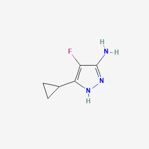 molecular formula C6H8FN3 B12328913 3-cyclopropyl-4-fluoro-1H-pyrazol-5-amine 