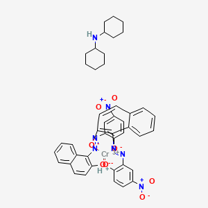 molecular formula C44H42CrN7O8 B12329166 chromium(3+);N-cyclohexylcyclohexanamine;hydron;1-[(5-nitro-2-oxidophenyl)diazenyl]naphthalen-2-olate 