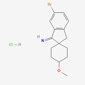molecular formula C15H19BrClNO B12329169 Trans-6'-bromo-4-methoxyspiro[cyclohexane-1,2'-inden]-1'(3'H)-imine hydrochloride 