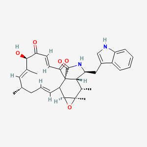 molecular formula C32H36N2O5 B1232926 (1R,3E,6R,7E,9S,11E,14S,16R,17S,18R,19S)-6-hydroxy-19-(1H-indol-3-ylmethyl)-7,9,16,17-tetramethyl-15-oxa-20-azatetracyclo[11.8.0.01,18.014,16]henicosa-3,7,11-triene-2,5,21-trione 