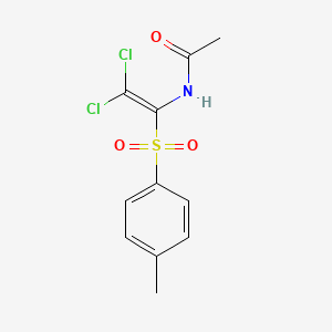 molecular formula C11H11Cl2NO3S B12329519 N-[2,2-Dichloro-1-(4-methylbenzene-1-sulfonyl)ethenyl]ethanimidic acid CAS No. 5142-72-3