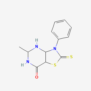 molecular formula C12H13N3OS2 B12329526 Thiazolo[4,5-d]pyrimidin-7(6h)-one, 2,3-dihydro-5-methyl-3-phenyl-2-thioxo- 