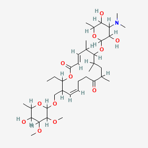 molecular formula C37H63NO12 B1232960 dedesosaminyl-5-O-mycaminosyl-10,11-dihydromycinamicin IV CAS No. 83883-27-6