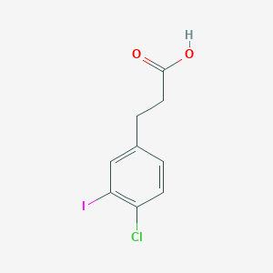 molecular formula C9H8ClIO2 B12329915 Benzenepropanoic acid, 4-chloro-3-iodo- 