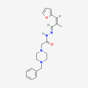 2-(4-benzylpiperazin-1-yl)-N-[(E)-[(Z)-3-(furan-2-yl)-2-methylprop-2-enylidene]amino]acetamide