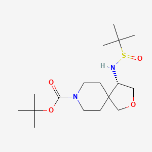 molecular formula C17H32N2O4S B12330146 tert-butyl (4S)-4-(tert-butylsulfinylamino)-2-oxa-8-azaspiro[4.5]decane-8-carboxylate 