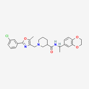 1-[[2-(3-chlorophenyl)-5-methyl-4-oxazolyl]methyl]-N-[1-(2,3-dihydro-1,4-benzodioxin-6-yl)ethyl]-3-piperidinecarboxamide