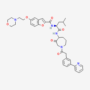 molecular formula C40H47N5O7 B1233020 N-[(2S)-4-methyl-1-oxo-1-[[3-oxo-1-[2-(3-pyridin-2-ylphenyl)acetyl]azepan-4-yl]amino]pentan-2-yl]-5-(2-morpholin-4-ylethoxy)-1-benzofuran-2-carboxamide 