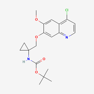 molecular formula C19H23ClN2O4 B12330330 Tert-butyl (1-(((4-chloro-6-methoxyquinolin-7-yl)oxy)methyl)cyclopropyl)carbamate 