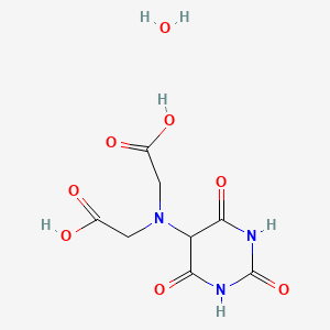 molecular formula C8H11N3O8 B12330438 Glycine, N-(carboxymethyl)-N-(hexahydro-2,4,6-trioxo-5-pyrimidinyl)-, monohydrate 