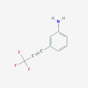 molecular formula C9H6F3N B12330454 3-(Trifluoroprop-1-YN-1-YL)aniline 