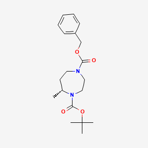 molecular formula C19H28N2O4 B12330518 1-Benzyl 4-(tert-butyl) (r)-5-methyl-1,4-diazepane-1,4-dicarboxylate CAS No. 1030377-25-3