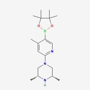 molecular formula C18H30BN3O2 B12330586 (3R,5S)-3,5-dimethyl-1-[4-methyl-5-(tetramethyl-1,3,2-dioxaborolan-2-yl)pyridin-2-yl]piperazine 
