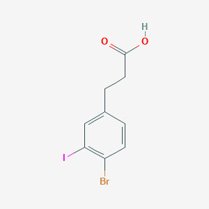 molecular formula C9H8BrIO2 B12330671 Benzenepropanoic acid, 4-bromo-3-iodo- 