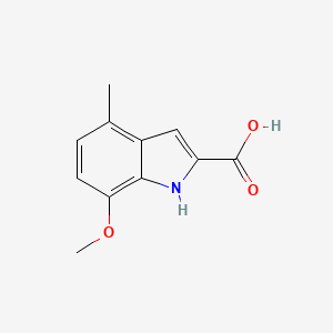molecular formula C11H11NO3 B12330791 7-Methoxy-4-methyl-1H-indole-2-carboxylic acid 