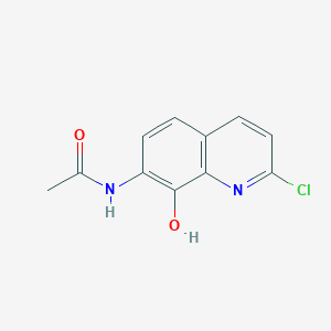 molecular formula C11H9ClN2O2 B12331163 Acetamide, N-(2-chloro-8-hydroxy-7-quinolinyl)- 