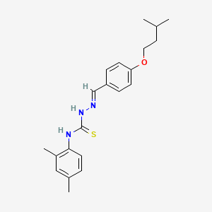 molecular formula C21H27N3OS B1233122 1-(2,4-dimethylphenyl)-3-[(E)-[4-(3-methylbutoxy)phenyl]methylideneamino]thiourea 