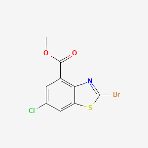 molecular formula C9H5BrClNO2S B12331341 2-Bromo-6-chlorobenzothiazole-4-carboxylic acid methyl ester 