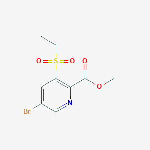 molecular formula C9H10BrNO4S B12331419 Methyl 5-bromo-3-(ethylsulfonyl)picolinate 