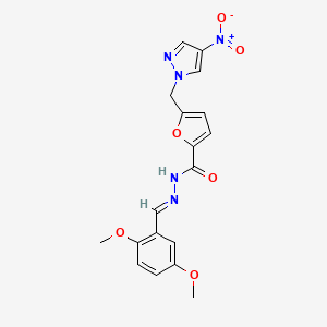 molecular formula C18H17N5O6 B1233167 N'-(2,5-dimethoxybenzylidene)-5-({4-nitro-1H-pyrazol-1-yl}methyl)-2-furohydrazide 