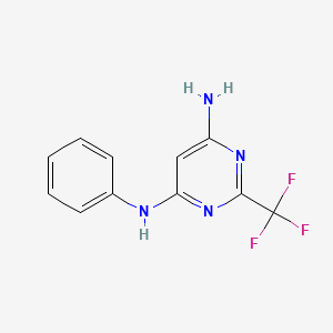molecular formula C11H9F3N4 B12331678 N4-phenyl-2-(trifluoromethyl)pyrimidine-4,6-diamine 
