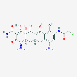 molecular formula C25H29ClN4O8 B12331726 (4S,4aS,5aR,12aR)-9-[(2-chloroacetyl)amino]-4,7-bis(dimethylamino)-1,10,11,12a-tetrahydroxy-3,12-dioxo-4a,5,5a,6-tetrahydro-4H-tetracene-2-carboxamide 