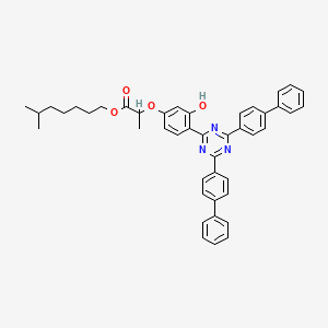 molecular formula C44H43N3O4 B12331795 Propanoic acid, 2-[4-[4,6-bis([1,1'-biphenyl]-4-yl)-1,3,5-triazin-2-yl]-3-hydroxyphenoxy]-, isooctyl ester CAS No. 204848-45-3