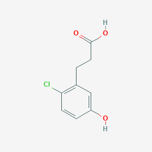 molecular formula C9H9ClO3 B12332050 Benzenepropanoic acid, 2-chloro-5-hydroxy- 
