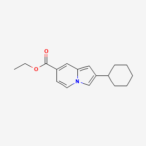 molecular formula C17H21NO2 B12332131 2-Cyclohexyl-indolizine-7-carboxylic acid ethyl ester 