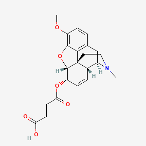 molecular formula C22H25NO6 B1233224 4-[[(4R,4aR,7S,7aR,12bS)-9-methoxy-3-methyl-2,4,4a,7,7a,13-hexahydro-1H-4,12-methanobenzofuro[3,2-e]isoquinolin-7-yl]oxy]-4-oxobutanoic acid CAS No. 72878-47-8