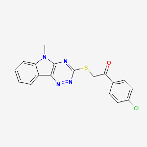 molecular formula C18H13ClN4OS B1233238 1-(4-CHLOROPHENYL)-2-[(5-METHYL-5H-[1,2,4]TRIAZINO[5,6-B]INDOL-3-YL)SULFANYL]-1-ETHANONE 