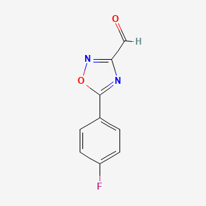 molecular formula C9H5FN2O2 B12332572 5-(4-Fluorophenyl)-1,2,4-oxadiazole-3-carboxaldehyde 