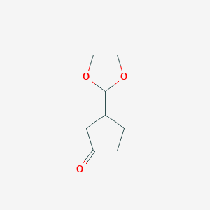 molecular formula C8H12O3 B12332575 Cyclopentanone, 3-(1,3-dioxolan-2-yl)- CAS No. 202120-83-0