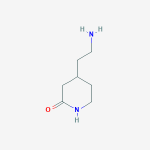 molecular formula C7H14N2O B12332635 4-(2-Aminoethyl)piperidin-2-one 