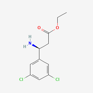 molecular formula C11H13Cl2NO2 B12332839 Benzenepropanoicacid,-amino-3,5-dichloro-,ethylester,(S)- CAS No. 215738-55-9