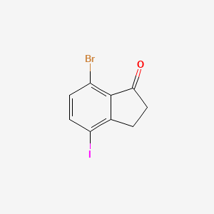 molecular formula C9H6BrIO B12332992 1H-Inden-1-one, 7-bromo-2,3-dihydro-4-iodo- 
