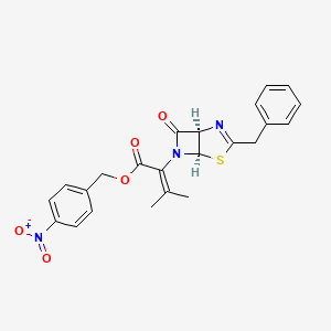 molecular formula C23H21N3O5S B12333136 4-Nitrobenzyl 2-((1R,5R)-3-benzyl-7-oxo-4-thia-2,6-diazabicyclo[3.2.0]hept-2-EN-6-YL)-3-methylbut-2-enoate CAS No. 192049-49-3