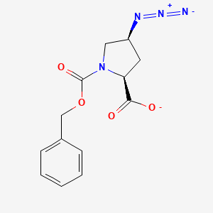 molecular formula C13H13N4O4- B12333472 1,2-Pyrrolidinedicarboxylic acid, 4-azido-, 1-(phenylmethyl) ester, (2S,4S)- 